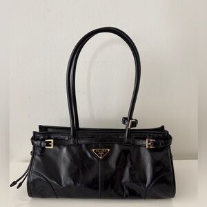 PRADA Bonnie Medium Leather Handbag Bag Black